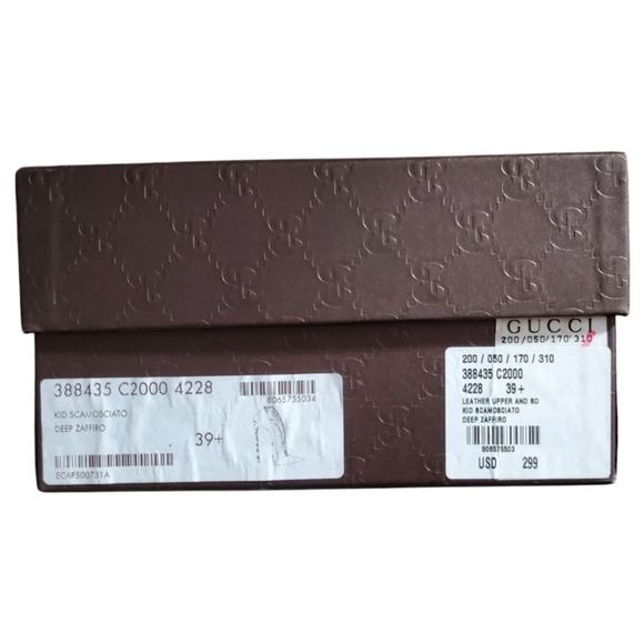 EUC GUCCI Blue Suede Leather Kid Scamosciato Heel Pump IOB - Picture 11 of 12